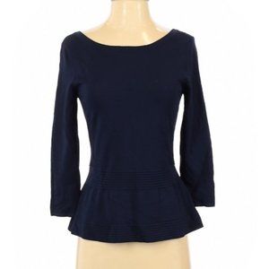 Cremieux 3/4 sleeve navy peplum top size small.